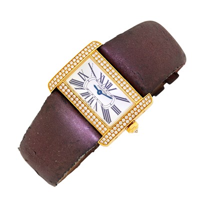 Lot 38 - Cartier Gold and Diamond 'Tank Divan' Wristwatch, Ref. WA 301071