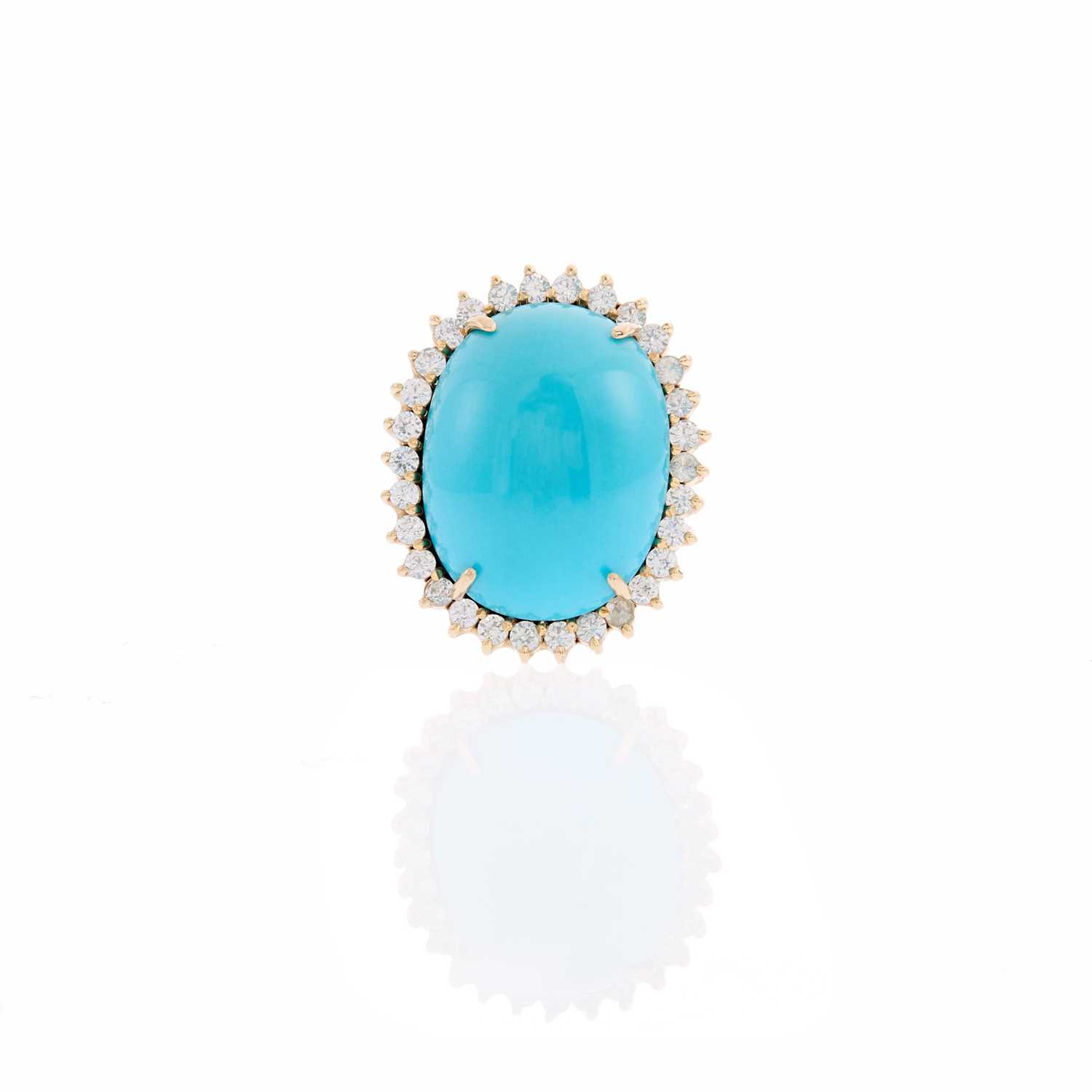 Lot 2080 - Gold, Turquoise and Simulated Diamond Ring