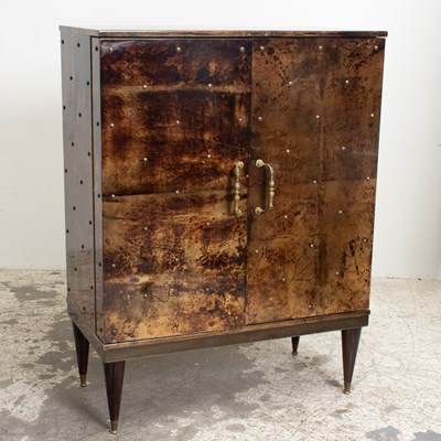 Lot 236 - Aldo Tura Parchment and Brass Bar and Refrigerator