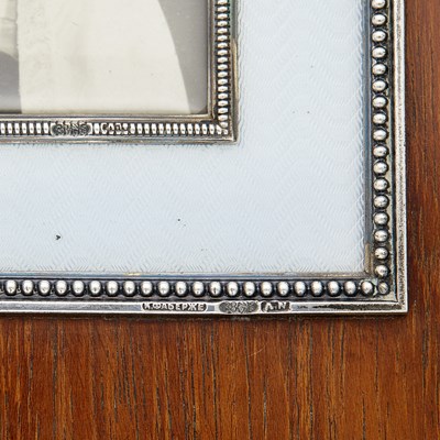 Lot 184 - Fabergé Silver Guilloché Enamel and Wood Photograph Frame