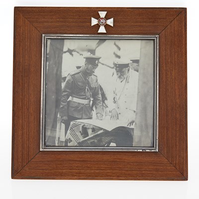 Lot 186 - Fabergé Silver and Enamel Mounted Wood Photograph Frame