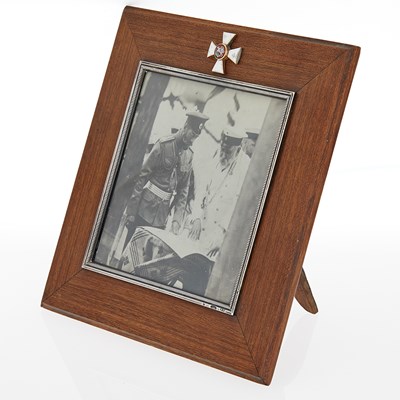 Lot 186 - Fabergé Silver and Enamel Mounted Wood Photograph Frame