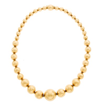Lot 104 - Gold Bead Necklace