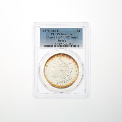 Lot 30 - United States 1878 7/8 TF Strong Morgan Dollar - PCGS UNC Details, Altered Surfaces