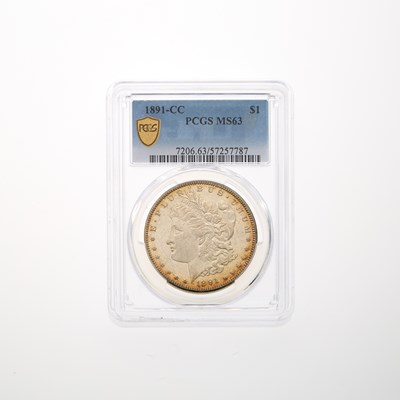Lot 38 - United States 1891-CC Morgan Dollar - PCGS MS-63