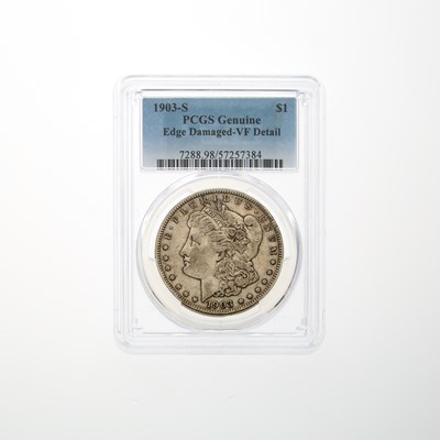 Lot 48 - United States 1903-S Morgan Dollar - PCGS Genuine, VF Details, Edge Damaged
