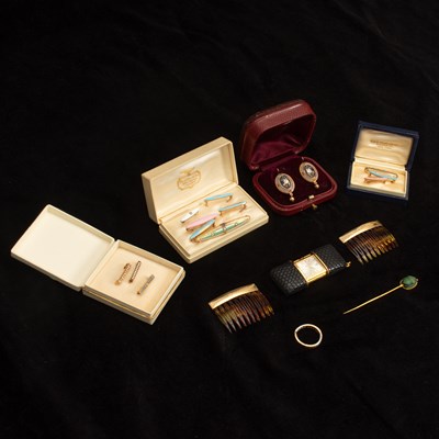 Lot 273 - Group of Gold and Metal Jewelry and Accessories