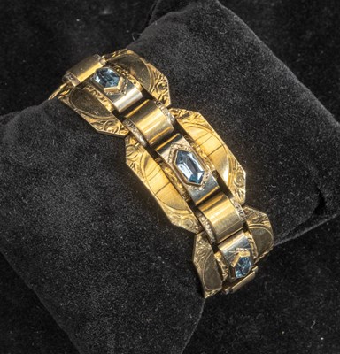 Lot 304 - Two Tone Gold and Aquamarine Bracelet