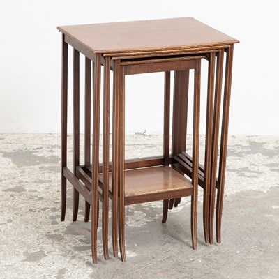 Lot 116 - Set of Four Mahogany Nesting Tables with Fruitwood Inlay