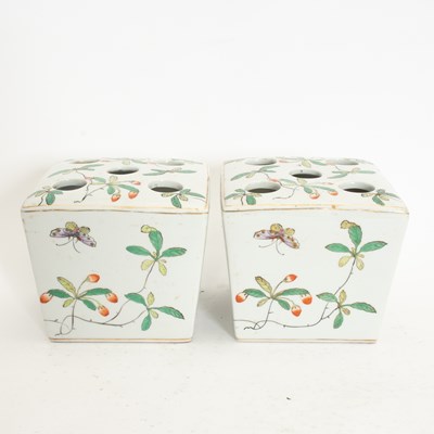Lot 21 - Pair of Chinese Porcelain Square Tulip Vases