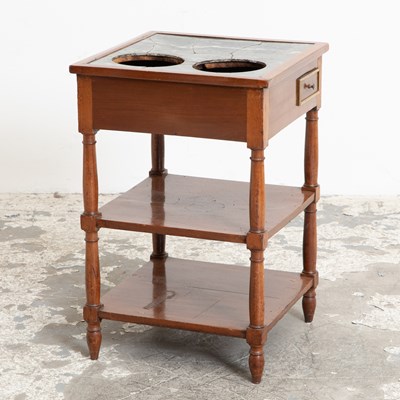 Lot 4 - French Provincial Walnut Rafraîchissoir with marble top