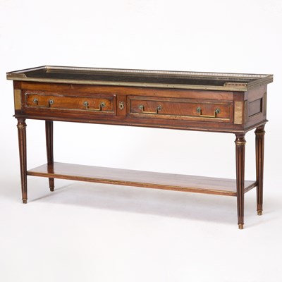 Lot 259 - Louis XVI Style Brass Mounted Mahogany Marble Top Console