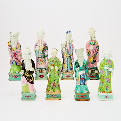 Lot 240 - A Group of Eight Chinese Enameled Porcelain Immortals