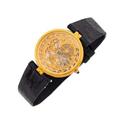 Lot 84 - Patek Philippe Gold 'Skeleton' Wristwatch, Ref. 3883