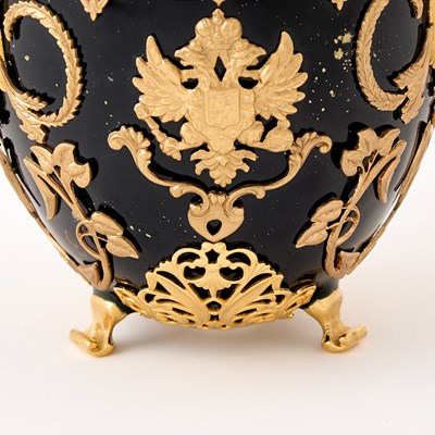 Lot 356 - Two Vivian Alexander Fabergé Style Enameled and 'Jeweled' Eggs