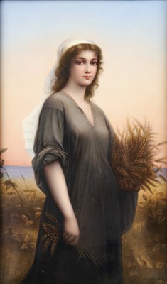 Lot 202 - Framed KPM Painted Porcelain Plaque of Ruth