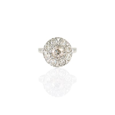 Lot 2113 - White Gold, Colored Diamond and Diamond Ring