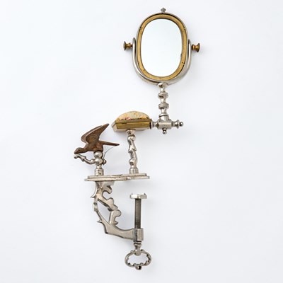 Lot 217 - Steel and Brass Sewing Clamp with Mirror