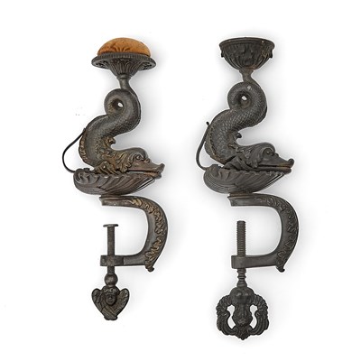 Lot 282 - Two German Cast Iron Dolphin Sewing Clamps