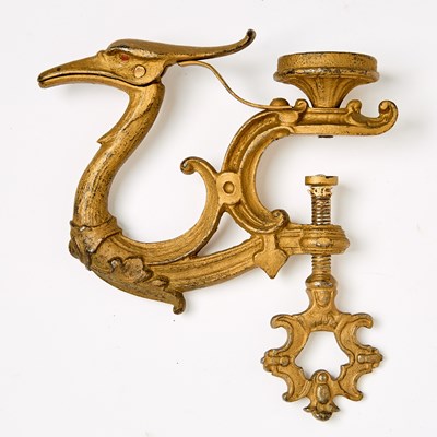 Lot 1249 - Gilt Cast Iron Crane Head Sewing Clamp