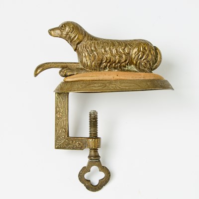 Lot 1240 - Cast and Stamped Brass Dog Sewing Clamp