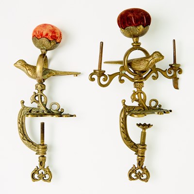 Lot 1235 - Two Large Cast Brass Bird Sewing Clamps