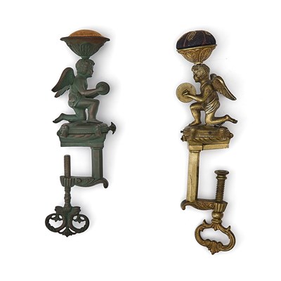Lot 286 - Two Cast Seated Cherub Sewing Clamps