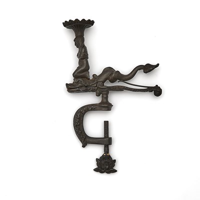 Lot 287 - Cast Iron Seated Figure and Dolphin Sewing Clamp