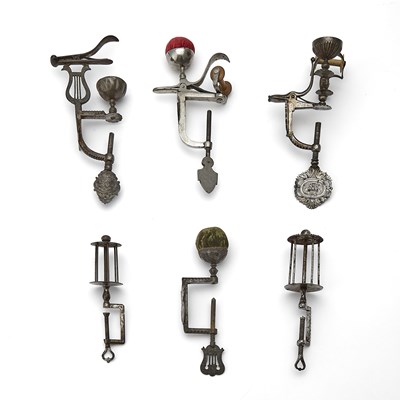 Lot 291 - Six Steel Sewing Clamps and Accessories