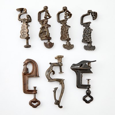Lot 228 - Seven Small Cast Iron Sewing or Quilt Clamps