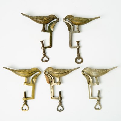 Lot 1242 - Five Cast Brass or Steel Finch Sewing Clamps by A. Gerould & Co