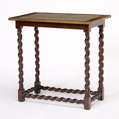 Lot 176 - English Brass-Mounted, Bone-Inlaid Rosewood and Mahogany Side Table