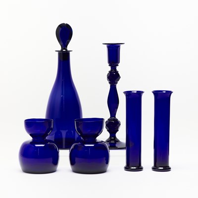 Lot 97 - Group of Mold-Blown Cobalt Blue Glass Articles