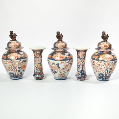 Lot 415 - Japanese Arita Porcelain Five-Piece Garniture