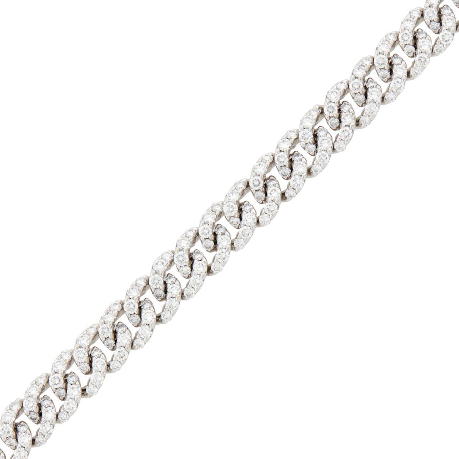 Lot 1047 - White Gold and Diamond Curb Link Bracelet