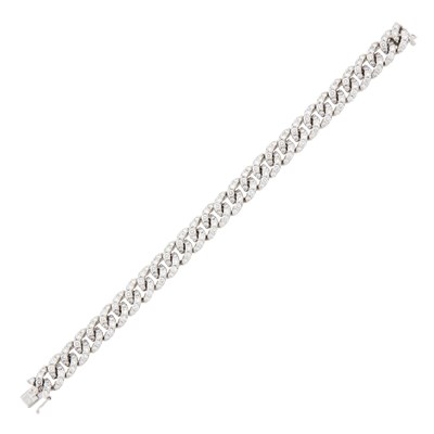 Lot 1047 - White Gold and Diamond Curb Link Bracelet