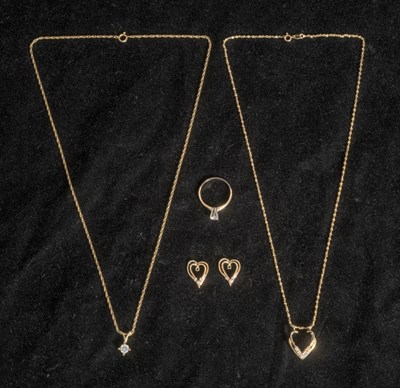 Lot 307 - Group of Two-Color Gold and Diamond Jewelry and Fragments