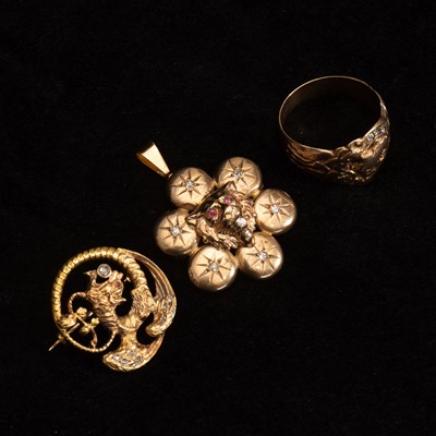 Lot 280 - Two Antique Gold, Diamond and Ruby Pins