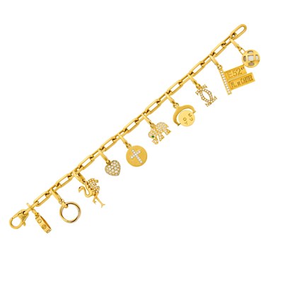 Lot 4 - Cartier Gold and Diamond Charm Bracelet