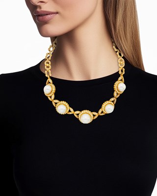 Lot 1173 - Gold, South Sea Cultured Pearl and Diamond Necklace