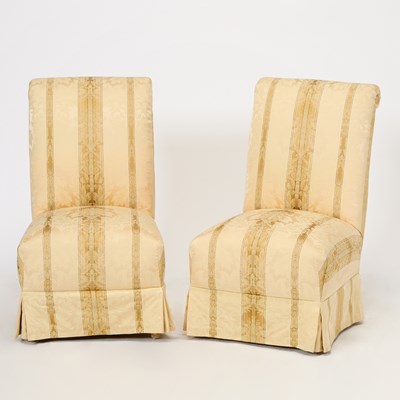 Lot 134 - Pair of Upholstered Slipper Chairs