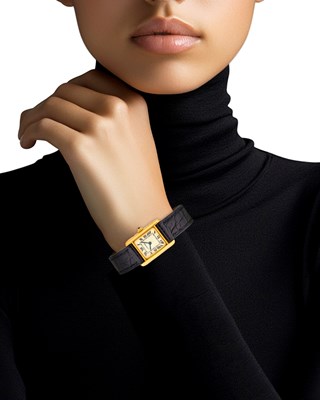 Lot Cartier Paris Gold 'Tank' Wristwatch