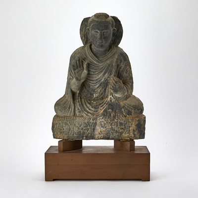 Lot 68 - A Gandharan Gray Schist Figure of Seated Shakyamuni