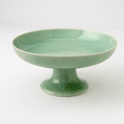 Lot A Fine Chinese Celadon Glazed Porcelain Tazza
