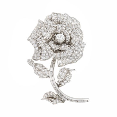 Lot 78 - Platinum and Diamond Flower Brooch