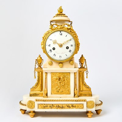 Lot 352 - Louis XVI Ormolu Mounted White Marble Mantel Clock
