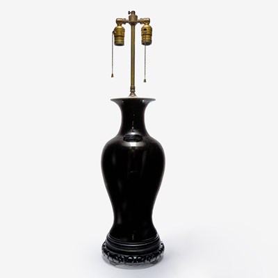 Lot 174 - Chinese Black Glaze Porcelain Lamp