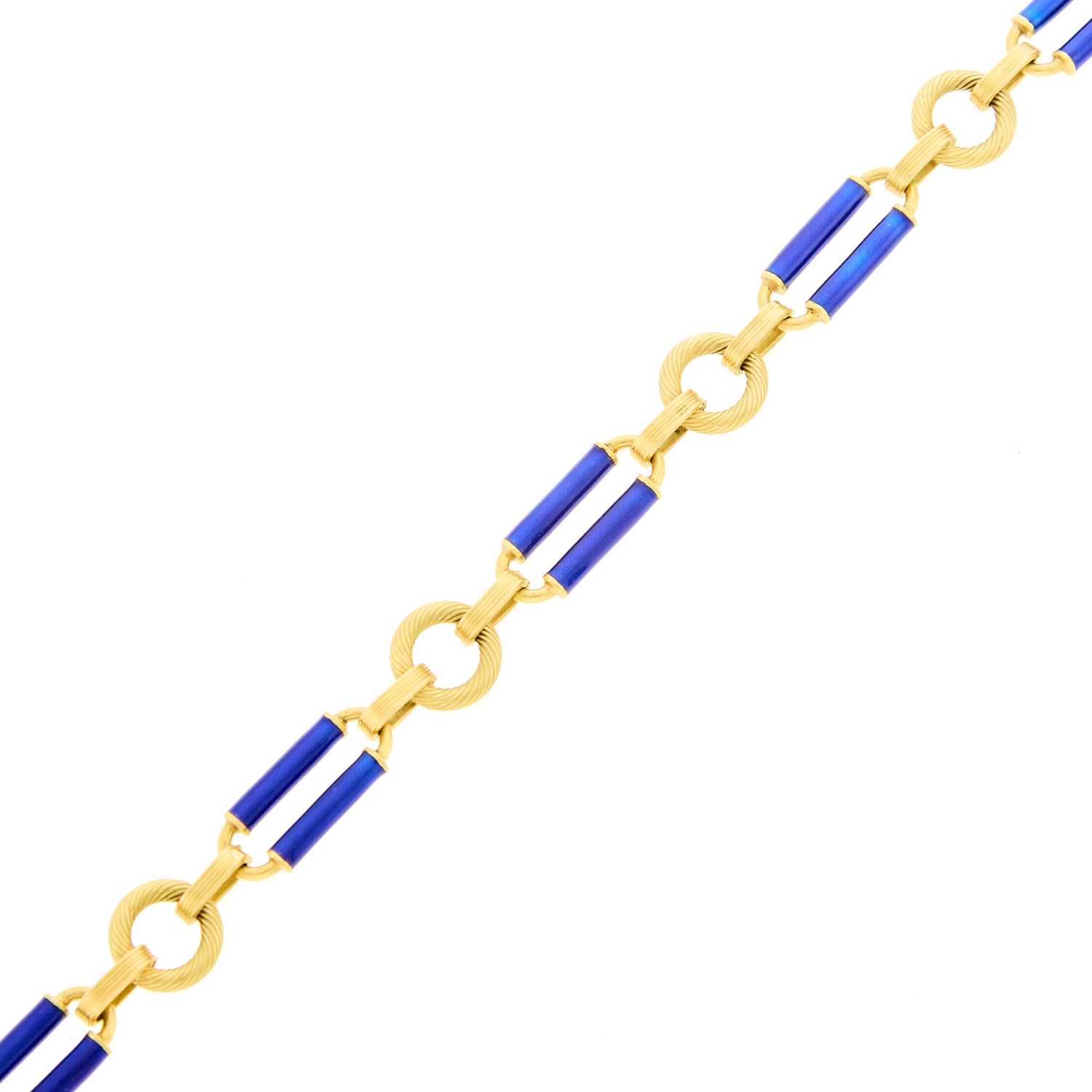 Lot 2020 - Gold and Blue Enamel Link Bracelet