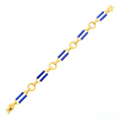 Lot 2020 - Gold and Blue Enamel Link Bracelet