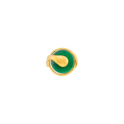 Lot 91 - Marina B Gold and Cabochon Tourmaline Bead 'Cardan' Ring
